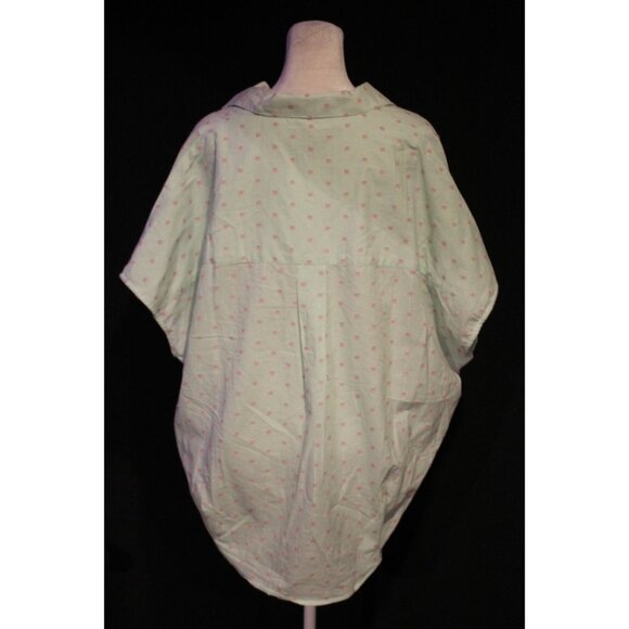 Womens French Connection Size M Cap Sleeve Blouse Oversized Pink Mint Green - Picture 2 of 2